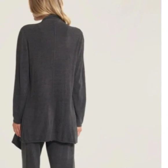 BAREFOOT DREAMS draped cardigan cozy chic ultra lite size L/XL grey/black - Picture 3 of 14